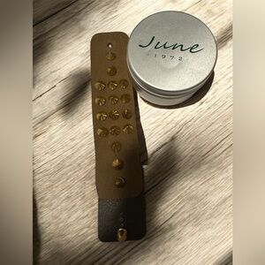 Brown Italian Leather Bracelet with Gold Accents from Rome Italy